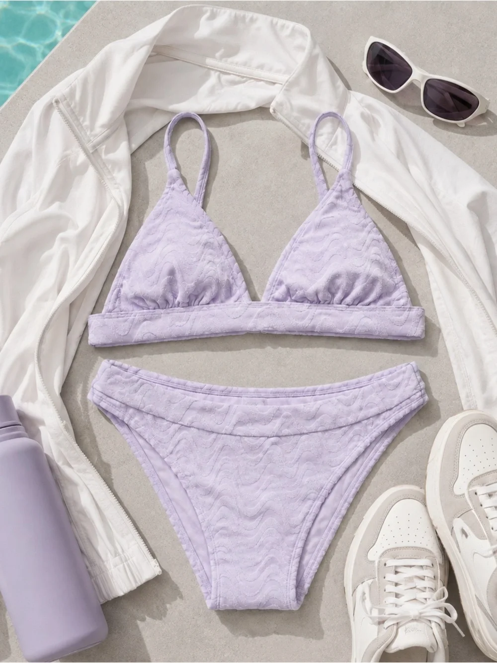 wild fable Lilac Textured Triangle Bikini Set
